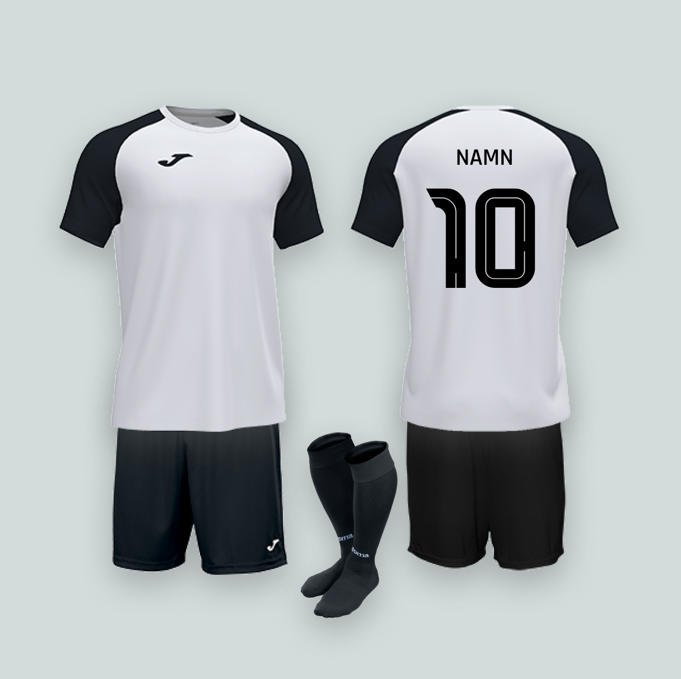 Joma Academy IV Vit/Svart med namn och nummer + Strumpor
